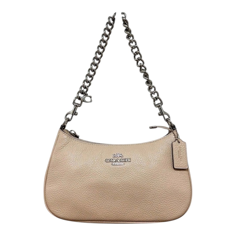 Coach Teri Convertible Shoulder Bag Sand Beige Pebbled Leather Chain CE536